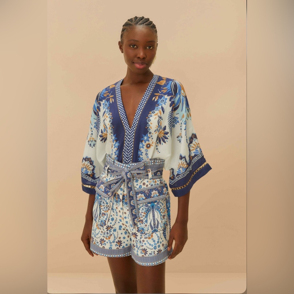 Farm Rio Off-White Encanto Tropical Shorts